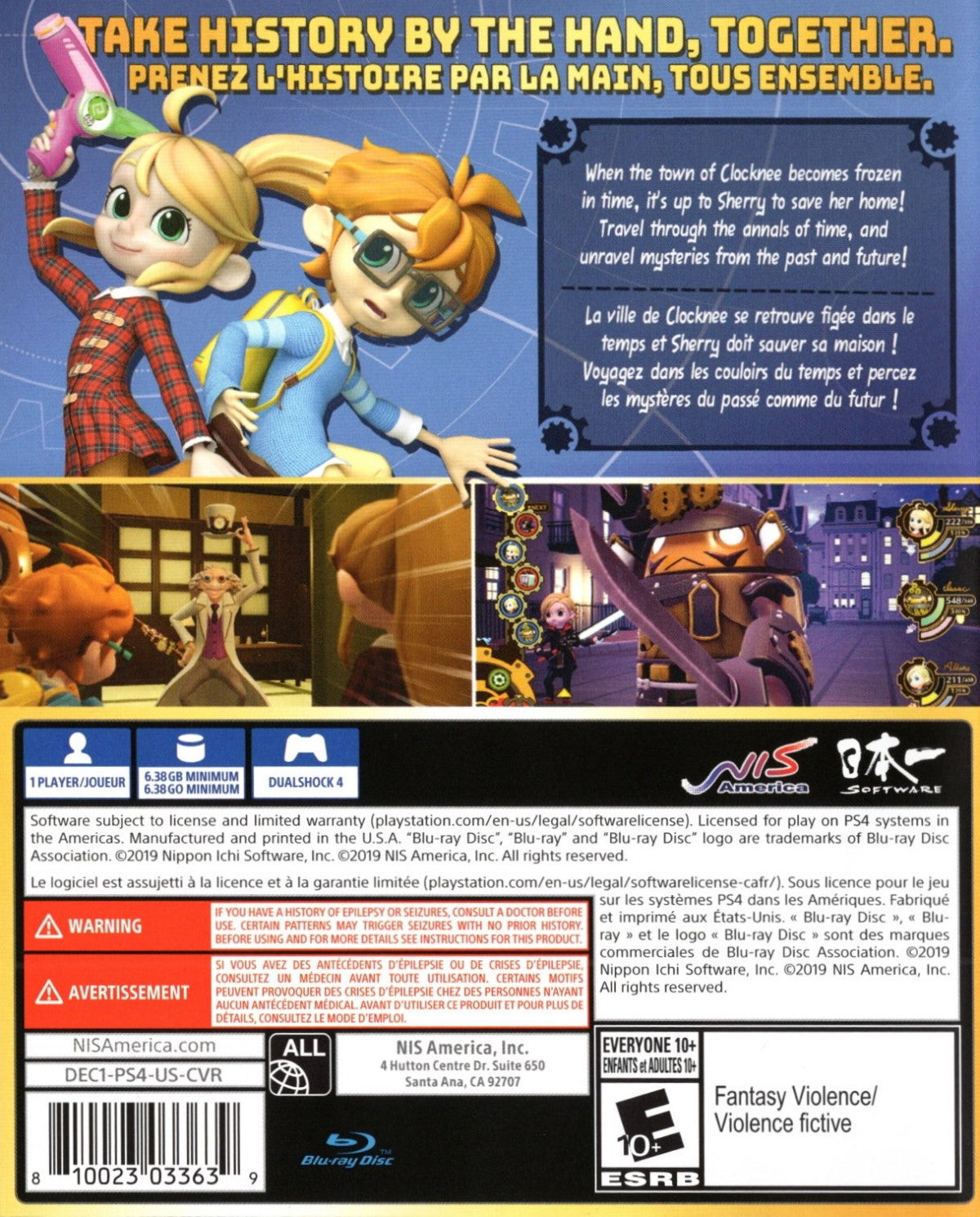 Destiny Connect Tick-Tock Travelers PlayStation 4 PS4 for role playing adventure video game fans featuring time travel mechanics turn based combat robot companions character progression mysterious storylines colorful environments puzzle solving family friendly gameplay and immersive time travel adventure collectible gaming appeal back cover art