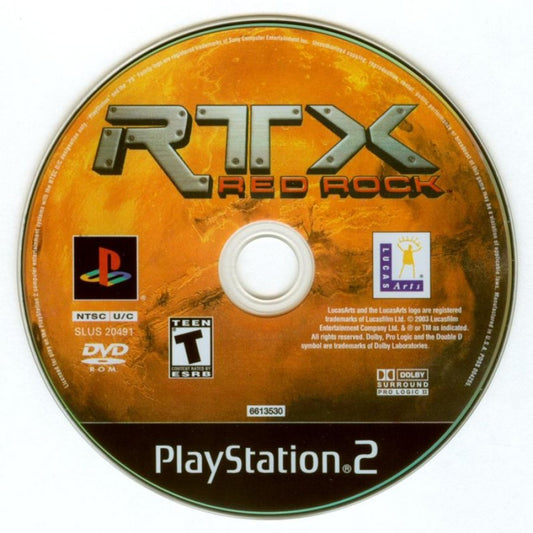 RTX Red Rock – PlayStation 2 (PS2) video game disc, sci-fi action-adventure game.
