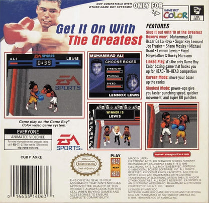 Knockout Kings Game Boy Color boxing sports video game licensed real boxers punch combinations haymakers EA Sports original Game Boy Color sports title back cover