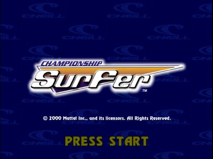 Championship Surfer – PlayStation 1 (PS1) title screen for retro video game