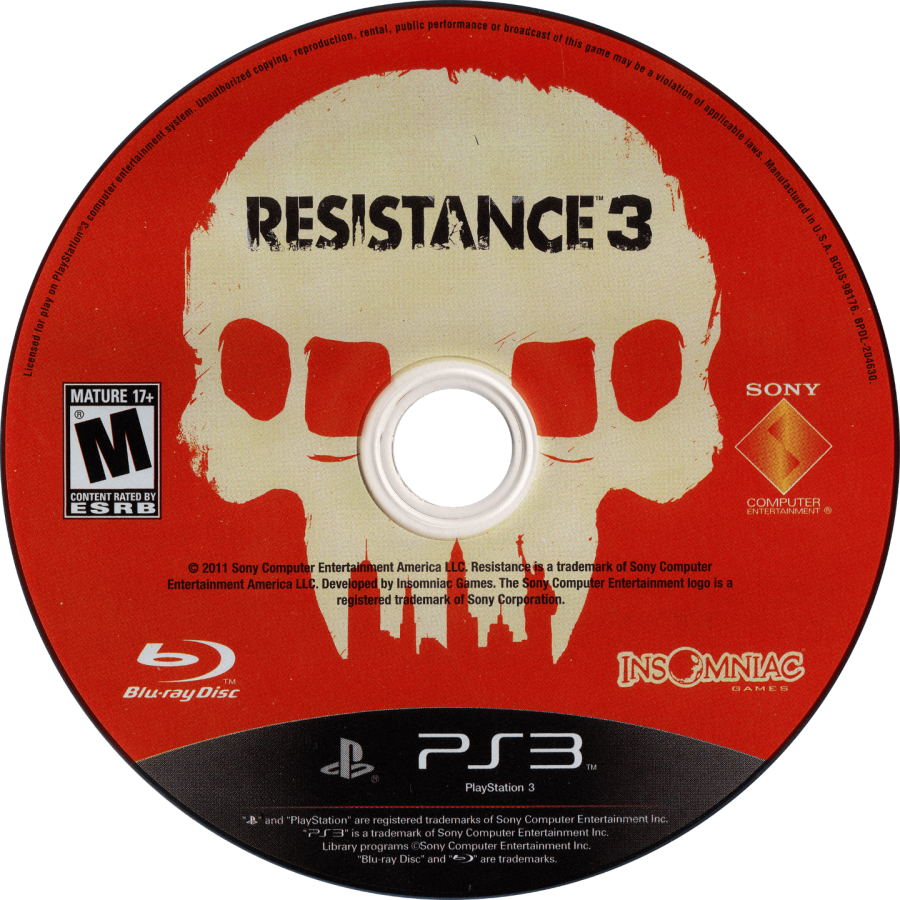 Resistance 3 cover art for PlayStation 3 PS3 video game