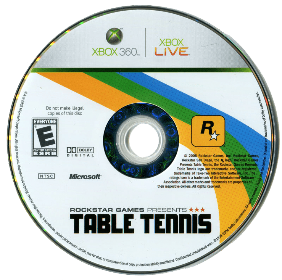 Table Tennis disc for Xbox 360 (X360) sports table tennis video game