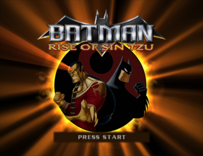 Batman Rise of Sin Tzu GameCube game featuring cooperative beat ’em up action and DC superhero combat gameplay main menu