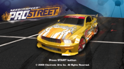 Need for Speed: Pro Street start screen for PlayStation Portable (PSP) racing game