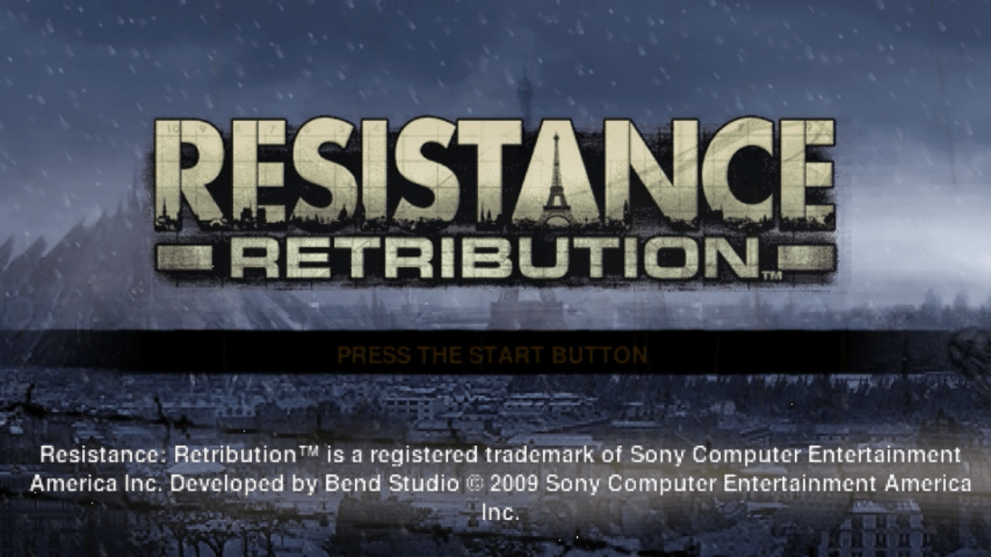 Resistance: Retribution PSP third-person shooter video game title screen