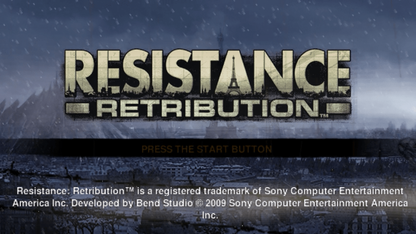 Resistance: Retribution PSP third-person shooter video game title screen