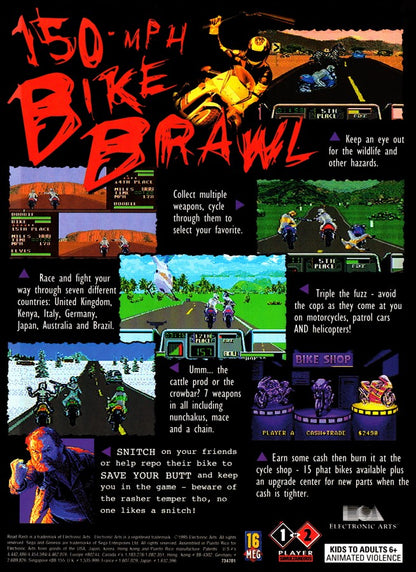 Road Rash 3 back cover art for Sega Genesis (GEN) video game