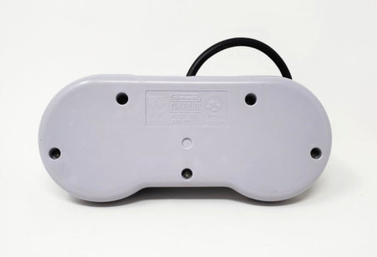Back view of original Super Nintendo SNES controller wired gaming accessory
