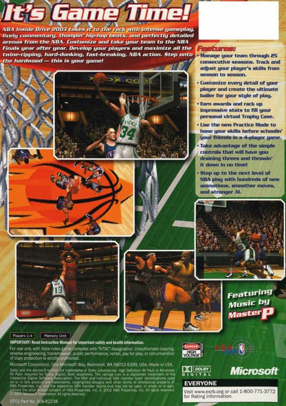 NBA Inside Drive 2003 cover art for Xbox (XBOX) video game back cover art