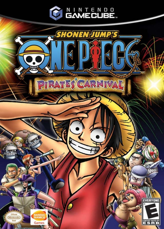 One Piece Pirates Carnival for GameCube featuring party style mini games and characters from the One Piece universe cover art