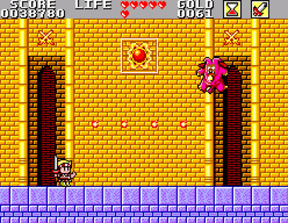 Wonder Boy in Monster Land Sega Master System SMS for action platforming role playing video game fans featuring side scrolling adventure monster battles fantasy environments weapon upgrades armor equipment shops challenging bosses exploration and classic Sega Master System gameplay collectible retro gaming appeal gameplay
