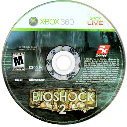BioShock 2 disc for Xbox 360 (X360) first-person shooter video game