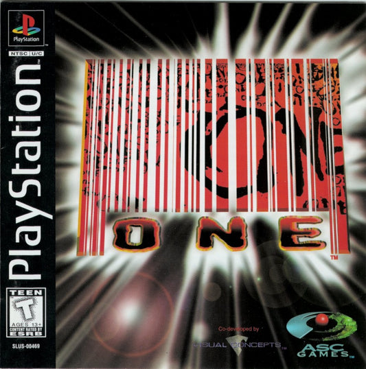 One retro sci-fi action platform shooter game for PlayStation 1 (PS1) cover art