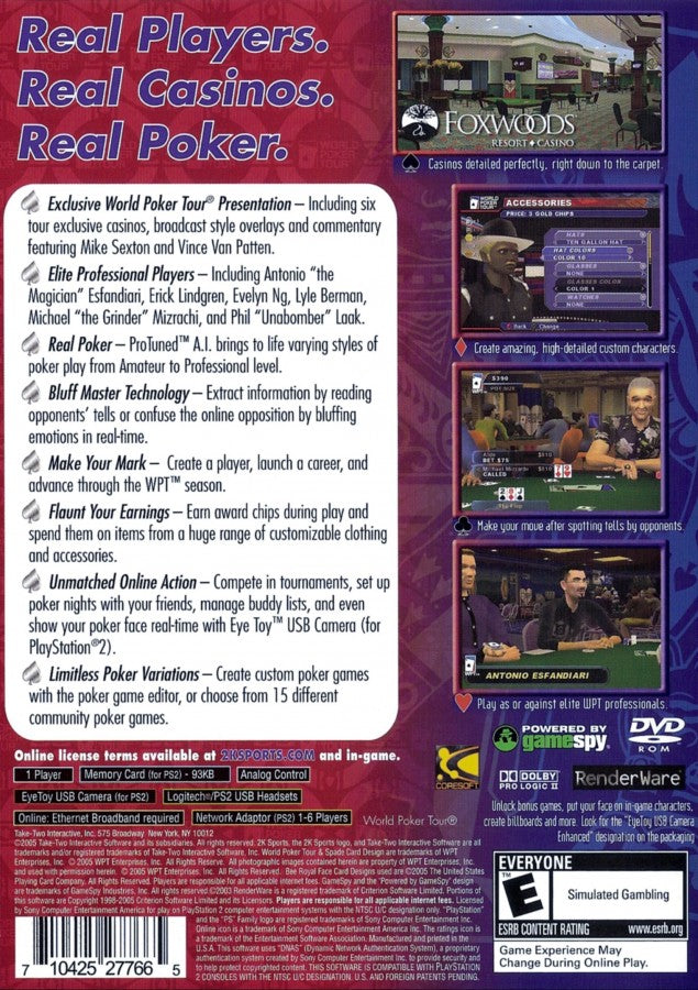 World Poker Tour – PlayStation 2 (PS2) video game back of case, poker.