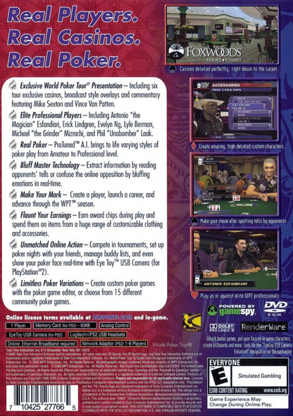 World Poker Tour – PlayStation 2 (PS2) video game back of case, poker.