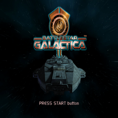 Battlestar Galactica PlayStation 2 PS2 retro video game space combat shooter title screen (2003)
