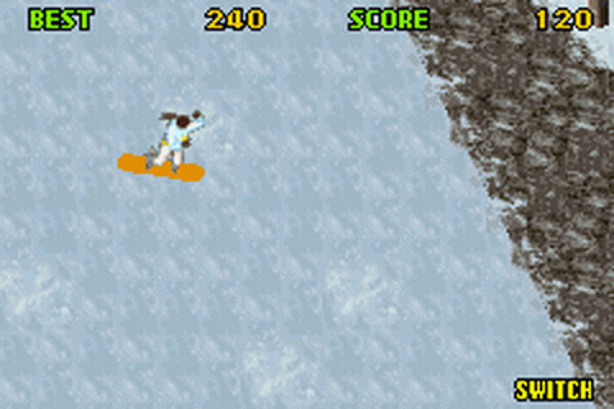 Shaun Palmer’s Pro Snowboarder for Game Boy Advance (GBA), gameplay for a retro video game featuring snowboarding gameplay, trick-based challenges, downhill racing, extreme sports action, and arcade-style competition