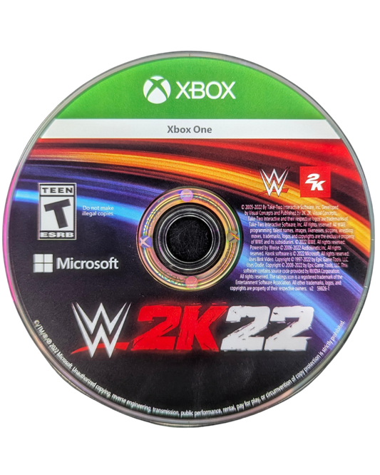 WWE 2K22 Xbox One video game, professional wrestling, sports entertainment, fighting gameplay, multiplayer modes disc