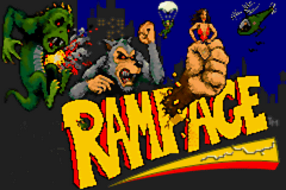 Paperboy & Rampage Nintendo Game Boy Advance GBA for arcade action retro video game fans featuring newspaper delivery city streets monster destruction classic arcade gameplay fast paced challenges iconic retro action classic handheld gaming collectible gaming appeal title screen