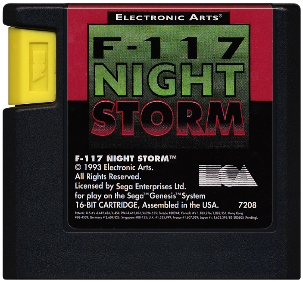 F-117 Night Storm Sega Genesis GEN for retro video game enthusiasts featuring military flight simulation gameplay stealth bomber missions realistic aerial combat strategic targeting cockpit action challenging objectives and collectible gaming appeal cartridge