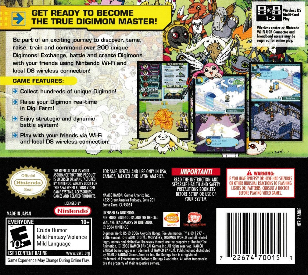 Digimon World DS  back cover art for Nintendo DS (DS) video game 