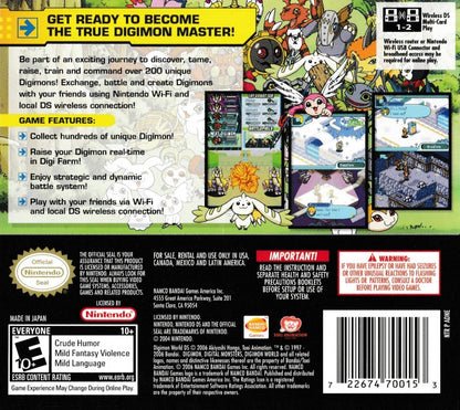 Digimon World DS  back cover art for Nintendo DS (DS) video game 
