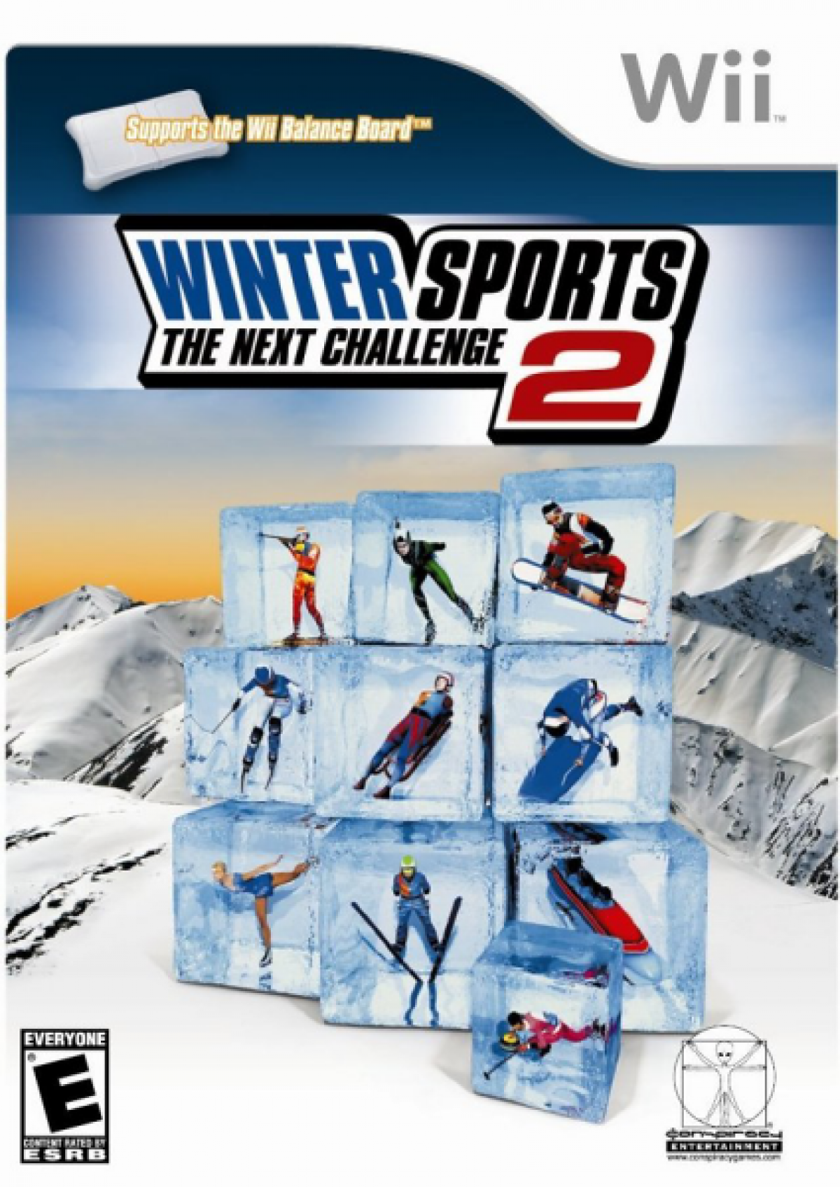 Winter Sports 2 The Next Challenge Wii inspired design featuring Olympic style winter sports competition aesthetic motion controlled gameplay skiing snowboarding bobsled and ice events competitive multiplayer action snowy athletic excitement nostalgic Nintendo Wii presentation cover art