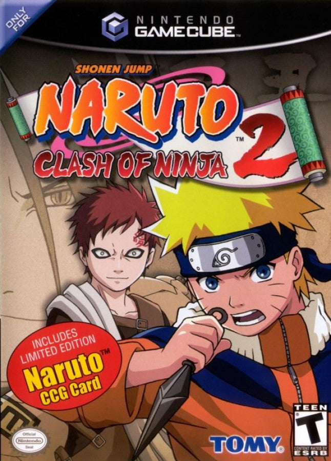 Naruto: Clash of Ninja 2 cover art for GameCube (GC) anime fighting video game