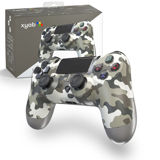 Camo colored PS4 controller by XYAB wireless gaming controller featuring ergonomic design textured camouflage finish responsive buttons analog sticks and enhanced PlayStation 4 gameplay experience
