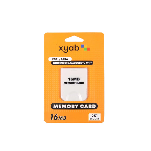 XYAB brand 16MB memory card compatible with Nintendo GameCube and Wii consoles for saving game progress and data