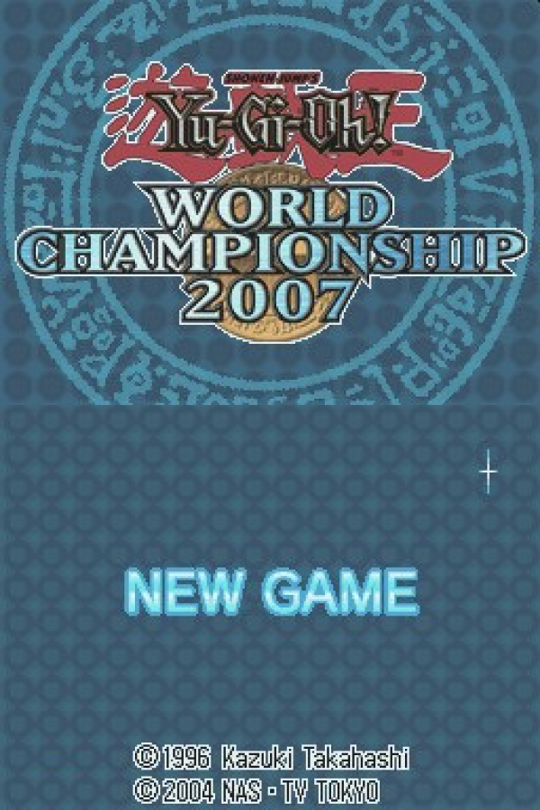 Yu-Gi-Oh! World Championship 2007 Nintendo DS video game, trading card strategy, turn-based dueling, handheld console title main menu title screen
