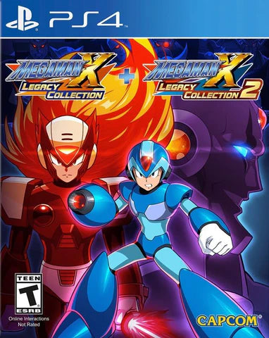 Mega Man X Legacy Collection 1+2 – PlayStation 4 (PS4) video game cover art, action platformer game