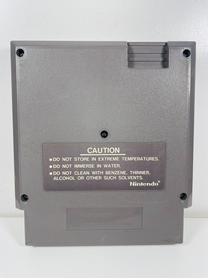 Kid Icarus cartridge for the Nintendo Entertainment System with five screw design featuring 8 bit side scrolling action platformer gameplay as Pit battles mythological enemies to rescue the goddess Palutena cartridge back 