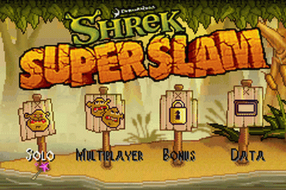 Game Boy Advance Shrek Super Slam fighting game start menu