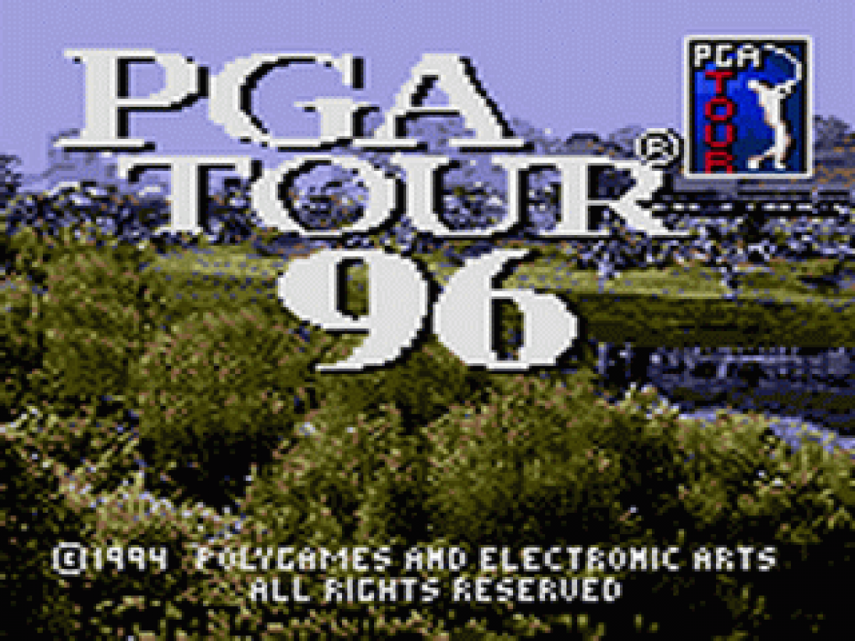 PGA Tour 96 title screen for SEGA Game Gear golf video game.