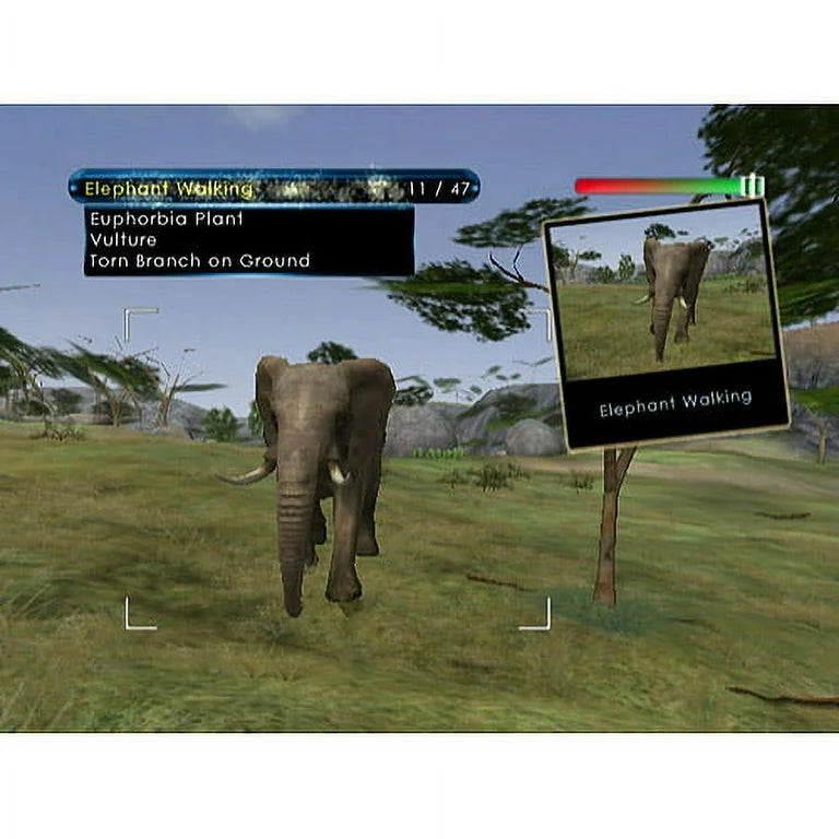Wild Earth: African Safari gameplay for Nintendo Wii (Wii) featuring wildlife photography adventures across African landscapes, motion‑controlled exploration, and missions to capture animals in their natural habitats.