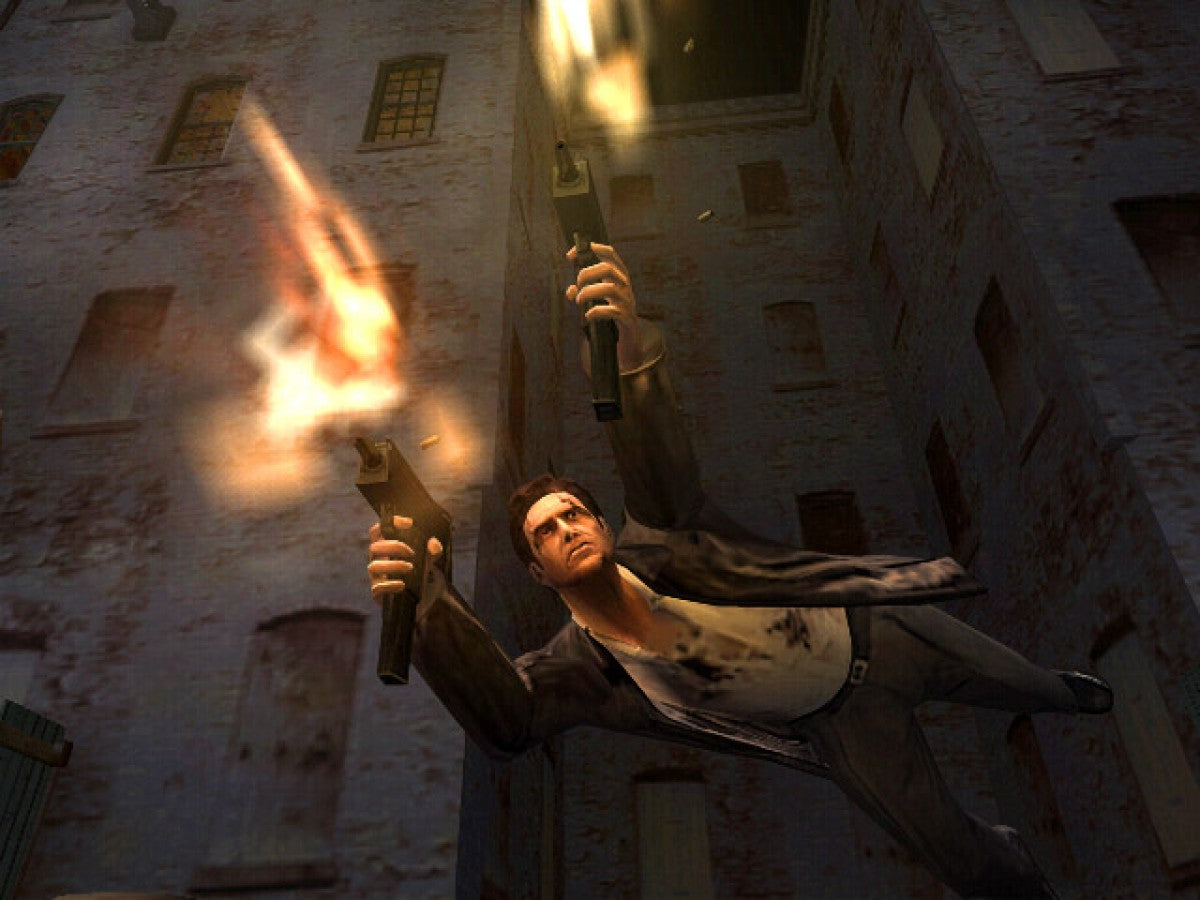 Max Payne 2 The Fall of Max Payne PS2 Sony PlayStation 2 third person shooter bullet time action noir crime thriller story driven gameplay Rockstar Games Remedy Entertainment gun combat cinematic shooting PlayStation 2 software video game title gameplay 