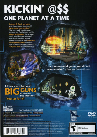 Ratchet and Clank Going Commando PlayStation 2 retro video game action platformer back of case (2003)