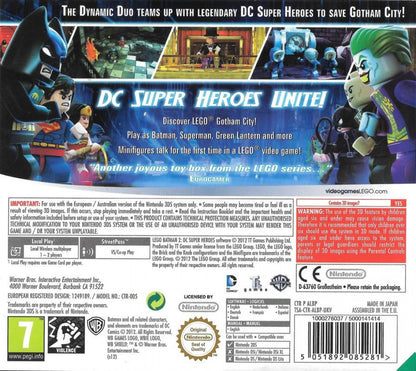 LEGO Batman 2: DC Super Heroes back of case for Nintendo 3DS (3DS) action adventure video game