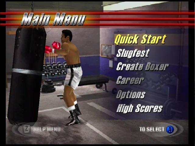 Knockout Kings 2000 title screen for Nintendo 64 video game.