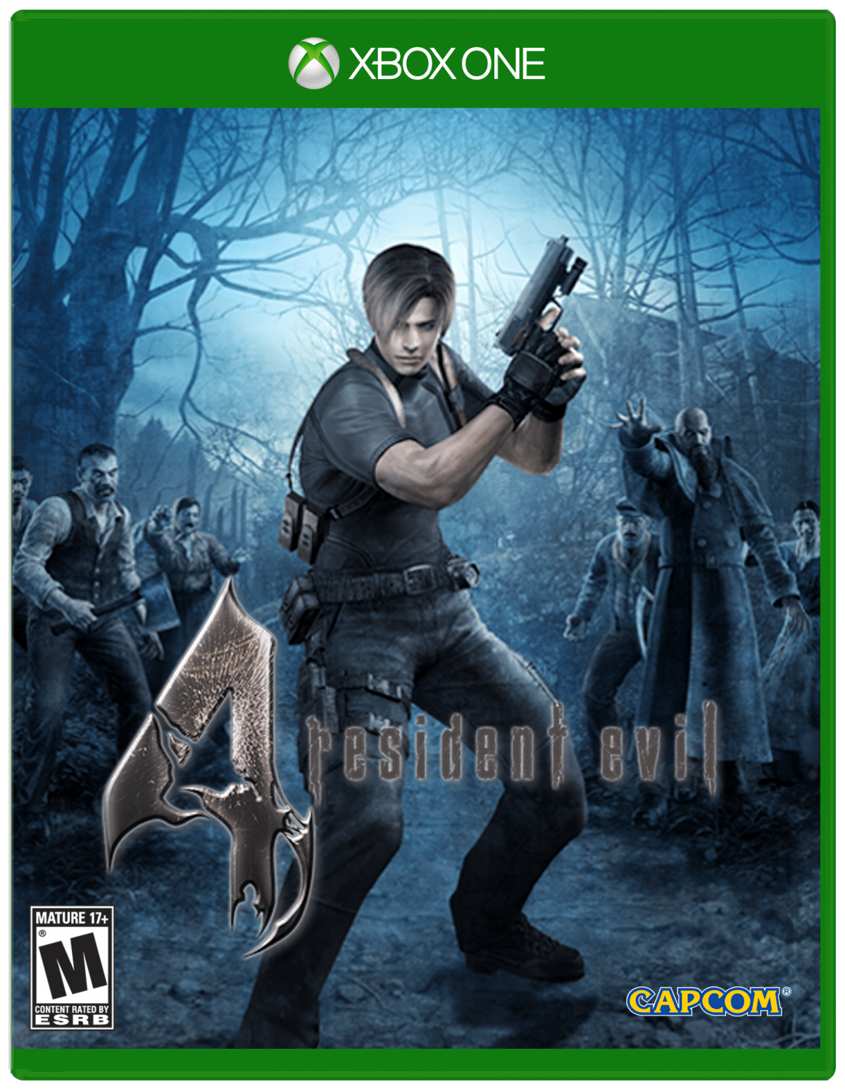 Resident Evil 4 Xbox One XONE for survival horror action video game fans featuring third person combat Leon Kennedy zombie and monster enemies intense gunplay village exploration puzzle solving weapon upgrades cinematic storytelling challenging boss battles and immersive horror adventure collectible gaming appeal front cover art