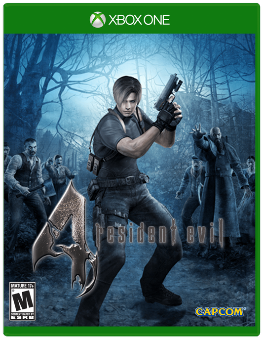 Resident Evil 4 Xbox One XONE for survival horror action video game fans featuring third person combat Leon Kennedy zombie and monster enemies intense gunplay village exploration puzzle solving weapon upgrades cinematic storytelling challenging boss battles and immersive horror adventure collectible gaming appeal front cover art