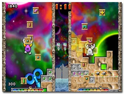 Gameplay Egg Mania Eggstreme Madness GameCube game featuring fast-paced puzzle action gameplay with falling block challenges 