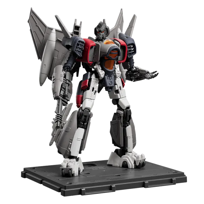 Blokees Transformers Classic Class 25 Blitzwing model kit inspired design featuring buildable transforming robot warrior aesthetic detailed mechanical construction iconic triple changer inspired design articulated components futuristic sci fi styling collectible display model and Transformers universe presentation