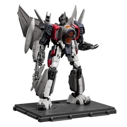 Blokees Transformers Classic Class 25 Blitzwing model kit inspired design featuring buildable transforming robot warrior aesthetic detailed mechanical construction iconic triple changer inspired design articulated components futuristic sci fi styling collectible display model and Transformers universe presentation