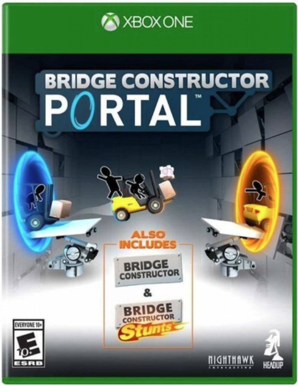 Bridge Constructor Portal – Xbox One (XONE) cover art for physics-based puzzle engineering game with Portal-themed elements