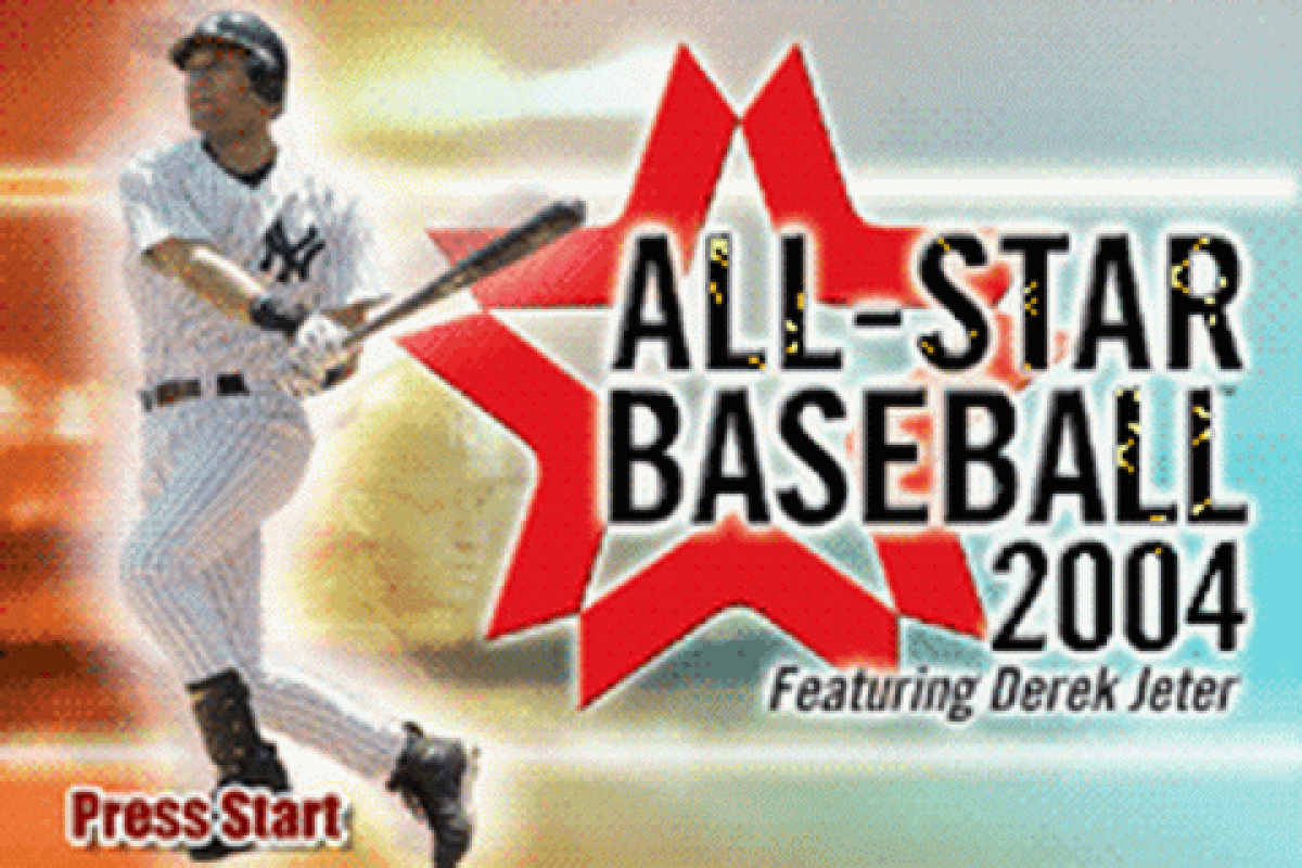 All-Star Baseball 2004 Game Boy Advance GBA video game, baseball sports simulation, season and multiplayer modes, handheld console title gameplay