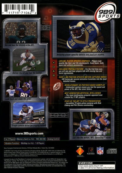 NFL GameDay 2001 – PlayStation 2 (PS2) American football sports video game back of case