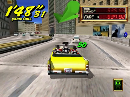 Crazy Taxi 2 Dreamcast featuring fast-paced arcade driving gameplay with new city maps and wild taxi action gameplay