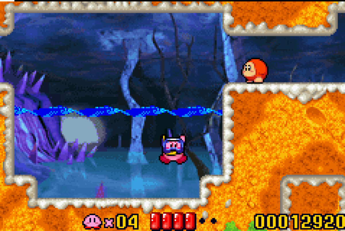 Kirby: Nightmare in Dreamland gameplay for Game Boy Advance game only featuring classic side-scrolling platformer action and colorful Kirby gameplay 